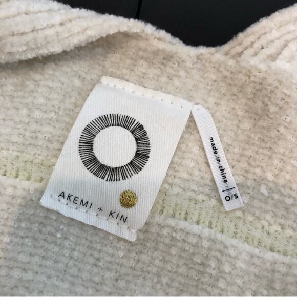 Anthropologie Akemi + Kin cream off white open front fringe poncho sweater O/S - Picture 11 of 16